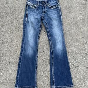 Ariat Real Jeans Womens 27R *28x30* Bootcut Mid Rise Western Stretch Embroidered